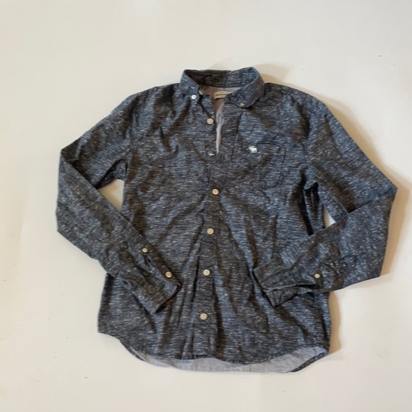 Abercrombie kids XL (16) gray heather boys long sleeve button down - Picture 1 of 6